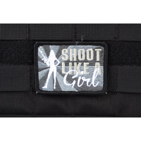AMS Airsoft Shoot Like A Girl Patch - BLACK/ SWAT