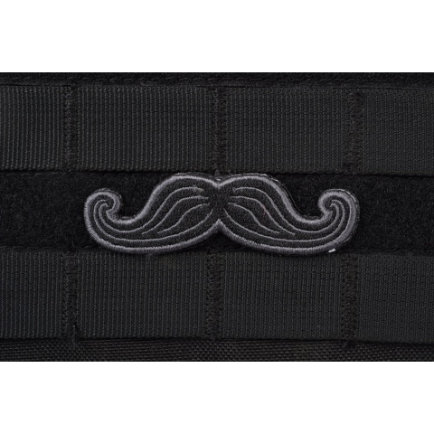 AMS Tactical Mustache Patch - BLACK - Premium Hi-Fidelity Patch Series