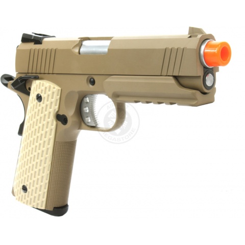 350 FPS WE Tech Desert Warrior 4.3 M1911 Compact Gas Blowback Pistol