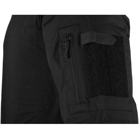 Rothco Tactical Black Combat Shirt - w/ Exterior Pockets & Elbow Pads