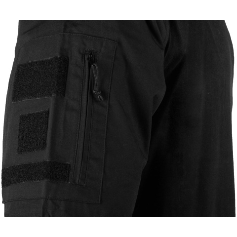 Rothco Tactical Black Combat Shirt - w/ Exterior Pockets & Elbow Pads