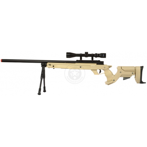 WellFire SR22 Bolt Action Type 22 Sniper Rifle w/ Scope + Bipod - TAN