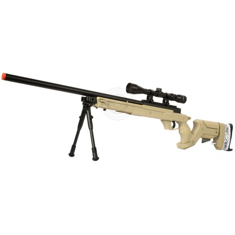 WellFire SR22 Bolt Action Type 22 Sniper Rifle w/ Scope & Bipod - TAN