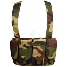 AMA 600D Rugged 6x Magazine Pouch Tactical Chest Rig - WOODLAND CAMO