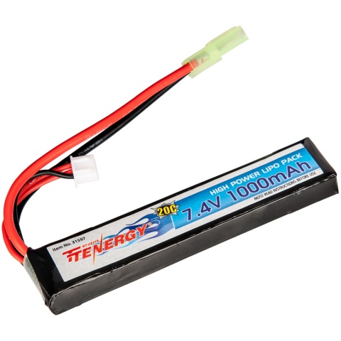 Tenergy 7.4V 1000mAh LiPo Airsoft Buffer Tube Stick Type Battery (No. 31597)