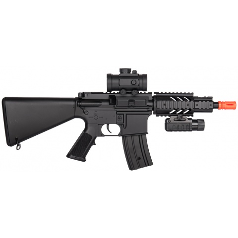 DE M4 CQB RIS Airsoft AEG Rifle w/ Flashlight + Red Dot Scope