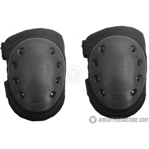 G-Force Outdoor Tactical Knee Pads w/ Nonslip Rubber Cap - BLACK
