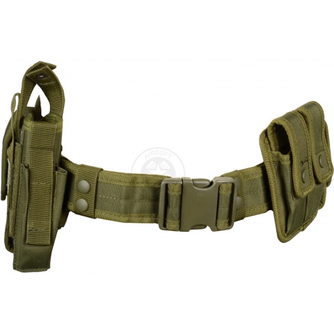 G-Force Police 1000D Utility Belt w/ Holster and Pouches - OD GREEN