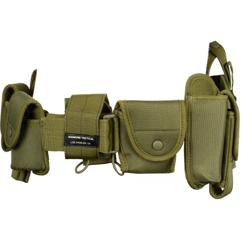 G-Force Police 1000D Utility Belt w/ Holster and Pouches - OD GREEN