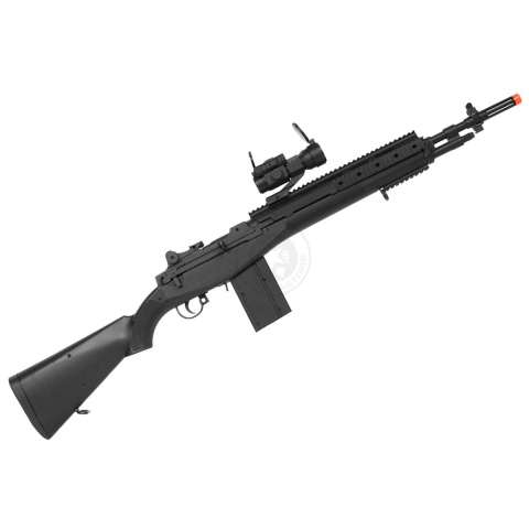 TSD M14 RIS Spring Sniper Rifle w/ Red Dot Scope & Flashlight - BLACK