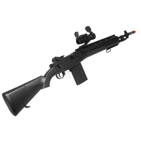 TSD M14 RIS Spring Sniper Rifle w/ Red Dot Scope & Flashlight - BLACK