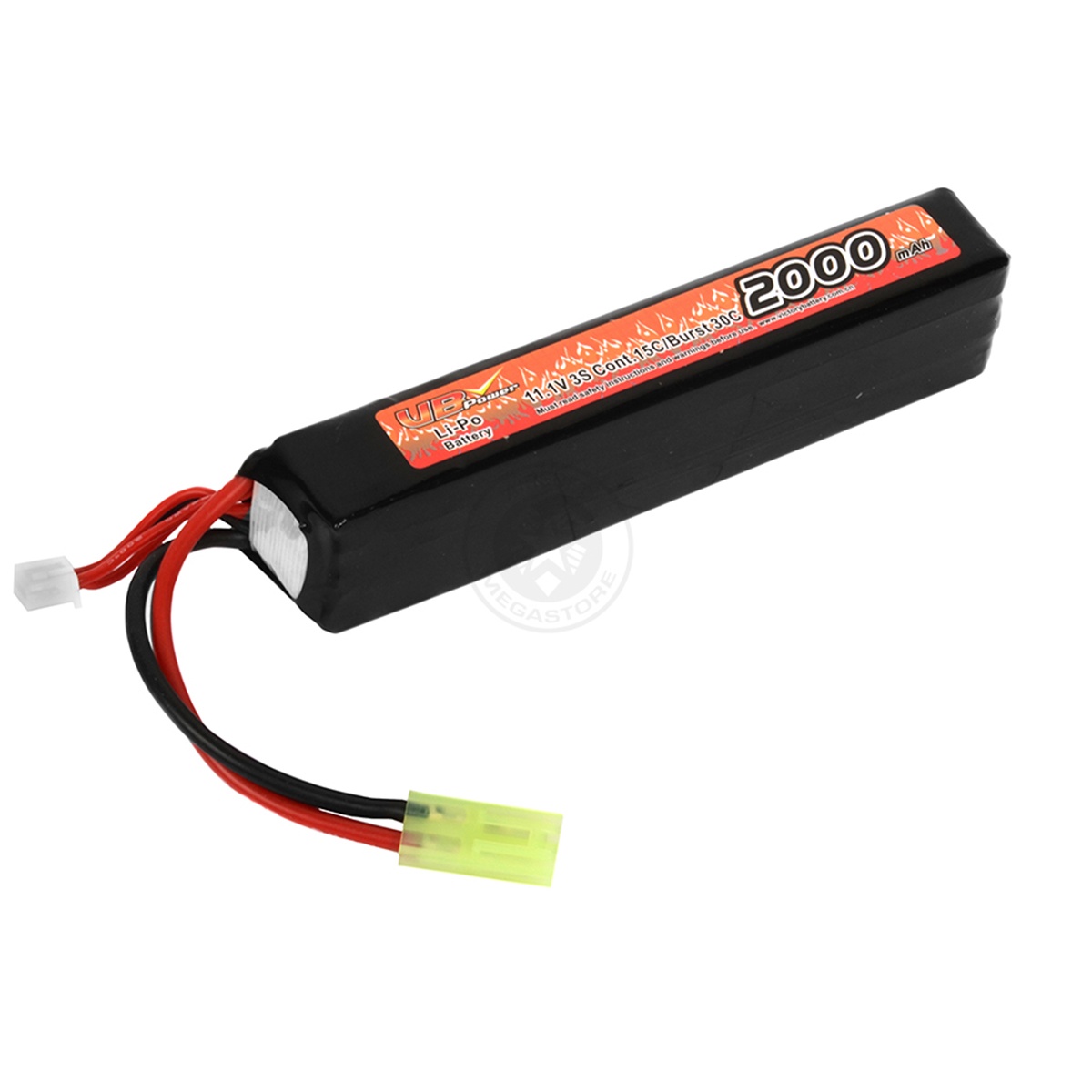 VBPower Airsoft 11.1V 2000 mAh 15C Wide Stick Lipo Battery Airsoft