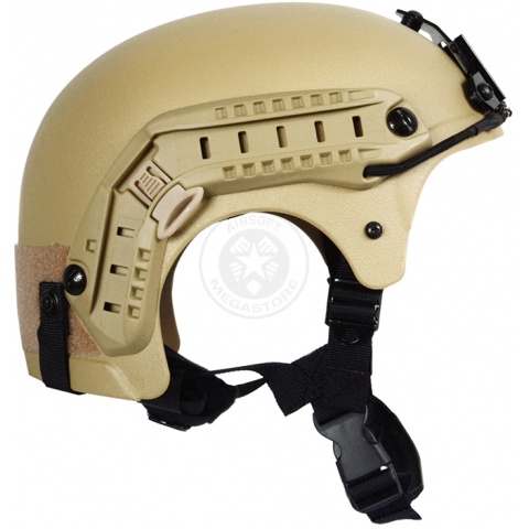 G-Force Tactical IBH Airsoft Helmet w/ NVG Shroud & Side Rails - TAN