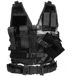 NcStar Youth Cross Draw Tactical Vest w/ Integrated Holster - BLACK