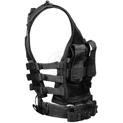NcStar Youth Cross Draw Tactical Vest w/ Integrated Holster - BLACK