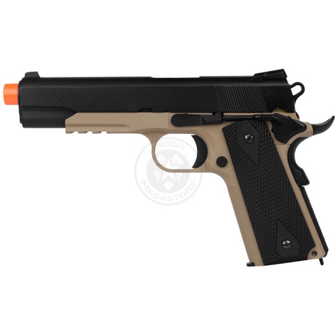 WE Desert Warrior 5.1 M1911 Airsoft Gas Blowback Pistol - BLACK / TAN