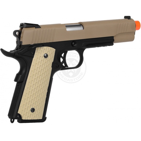 WE Desert Warrior 5.1 M1911 Airsoft Gas Blowback Pistol - TAN / BLACK