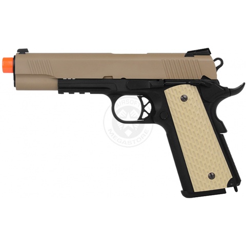 WE Desert Warrior 5.1 M1911 Airsoft Gas Blowback Pistol - TAN / BLACK