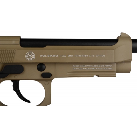 Socom Gear M9A1 SOF Airsoft GBB Pistol w/ Mock Suppressor - TAN